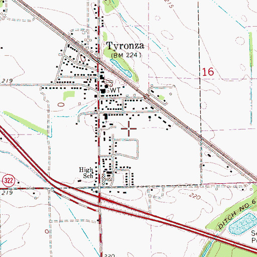 Topographic Map of City of Tyronza, AR