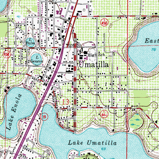 Topographic Map of City of Umatilla, FL