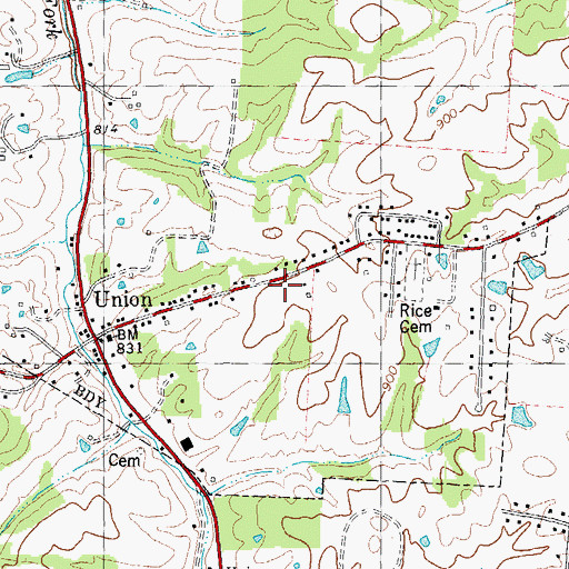 Topographic Map of City of Union, KY