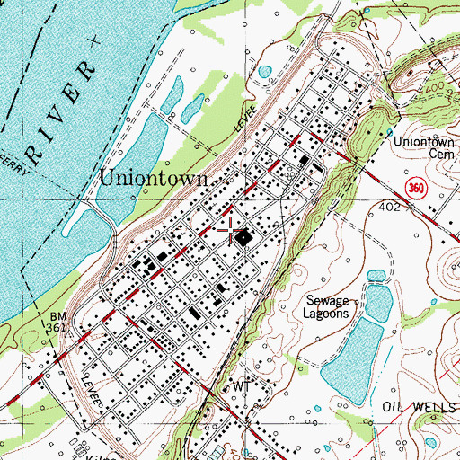 Topographic Map of City of Uniontown, KY