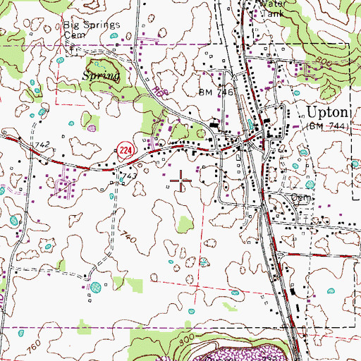 Topographic Map of City of Upton, KY