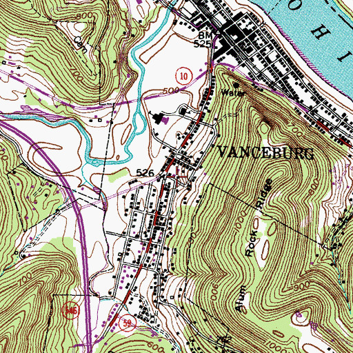 Topographic Map of City of Vanceburg, KY