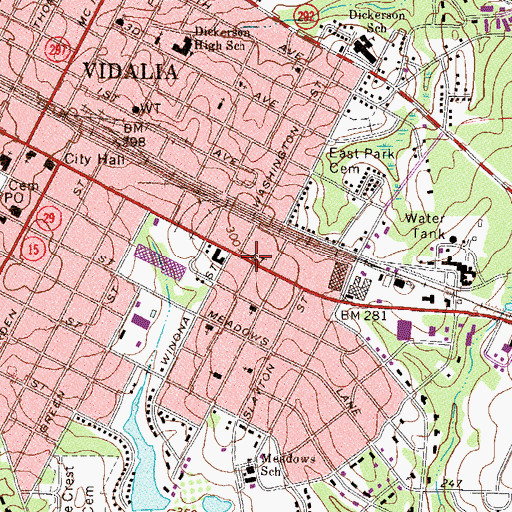 Topographic Map of City of Vidalia, GA