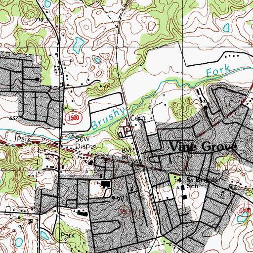 Topographic Map of City of Vine Grove, KY