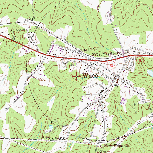 Topographic Map of City of Waco, GA
