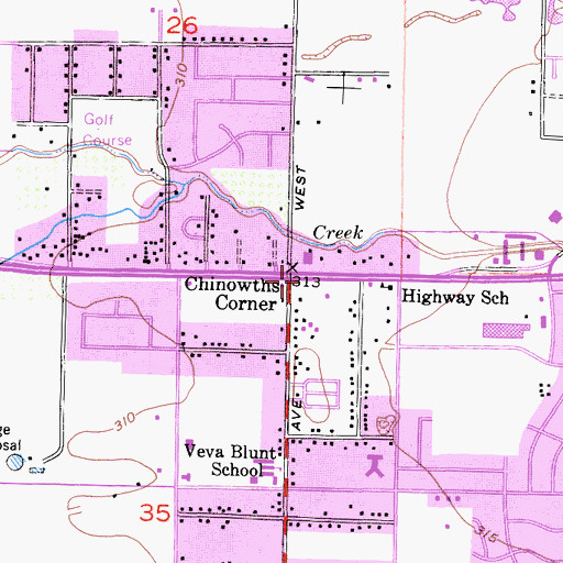 Topographic Map of Chinowths Corner, CA