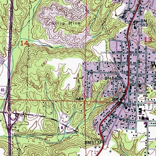 Topographic Map of City of Warrior, AL