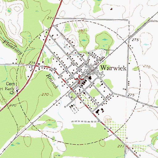 Topographic Map of City of Warwick, GA