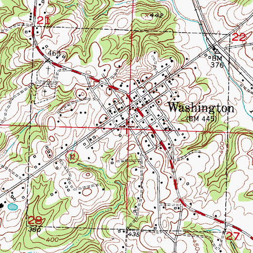 Topographic Map of City of Washington, AR
