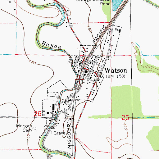 Topographic Map of City of Watson, AR