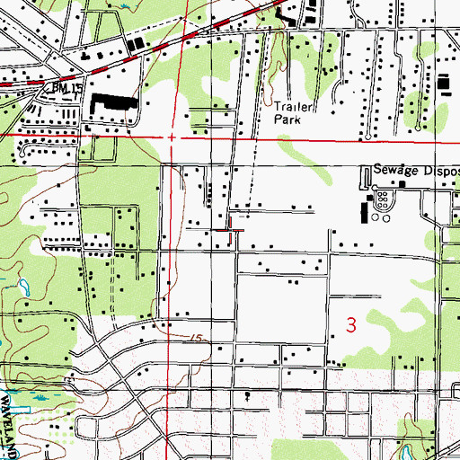Topographic Map of City of Waveland, MS