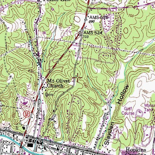 Topographic Map of City of Waverly, TN