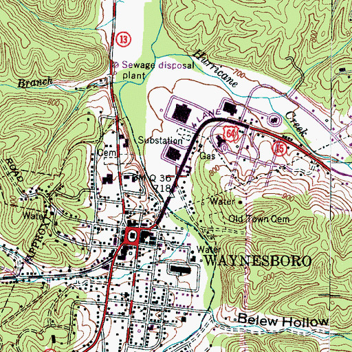 Topographic Map of City of Waynesboro, TN