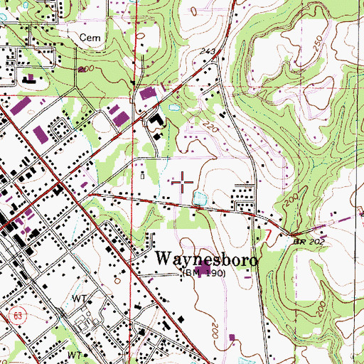 Topographic Map of City of Waynesboro, MS