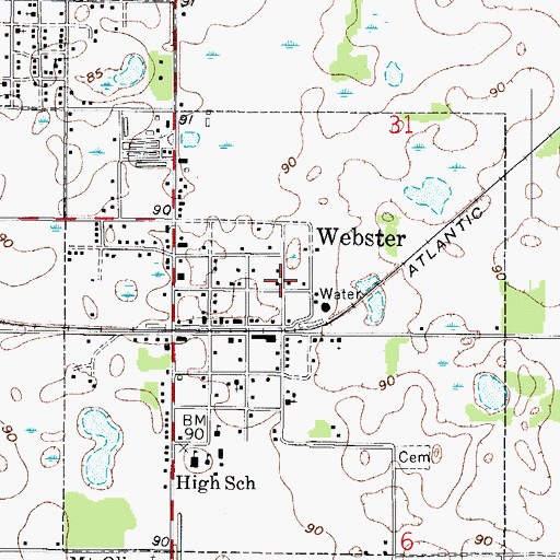 Topographic Map of City of Webster, FL