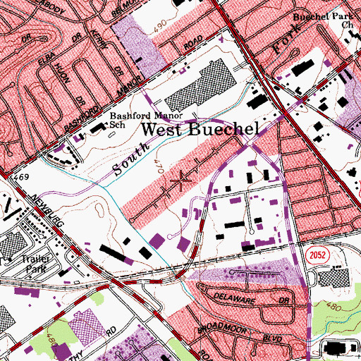 Topographic Map of City of West Buechel, KY