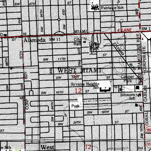 Topographic Map of City of West Miami, FL