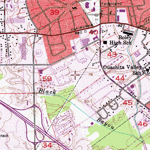 Topographic Map of City of West Monroe, LA