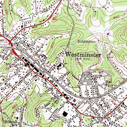 Topographic Map of City of Westminster, SC