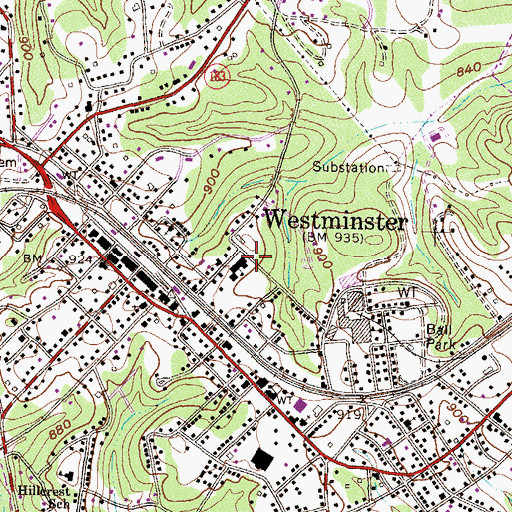Topographic Map of City of Westminster, SC