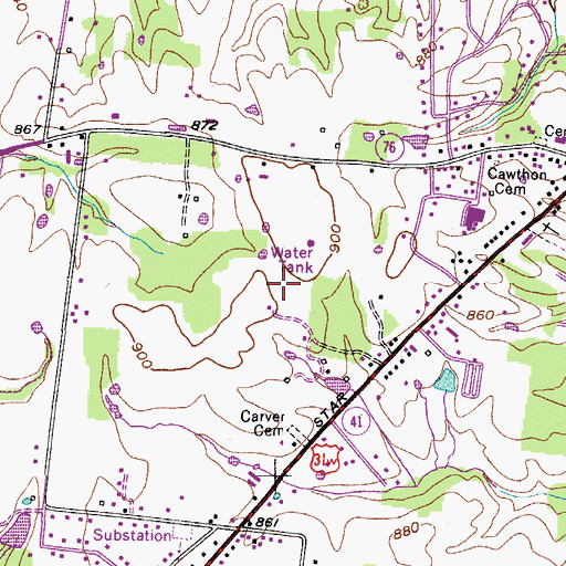 Topographic Map of City of White House, TN