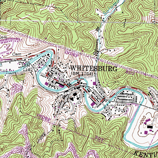 Topographic Map of City of Whitesburg, KY