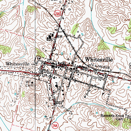 Topographic Map of City of Whitesville, KY