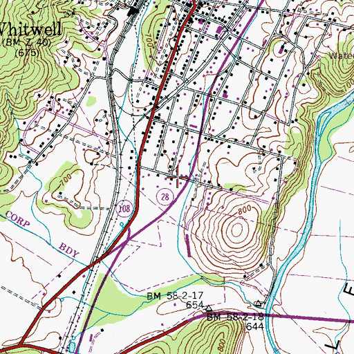 Topographic Map of City of Whitwell, TN