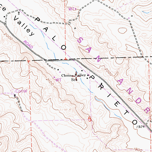 Topographic Map of Choice Valley School, CA