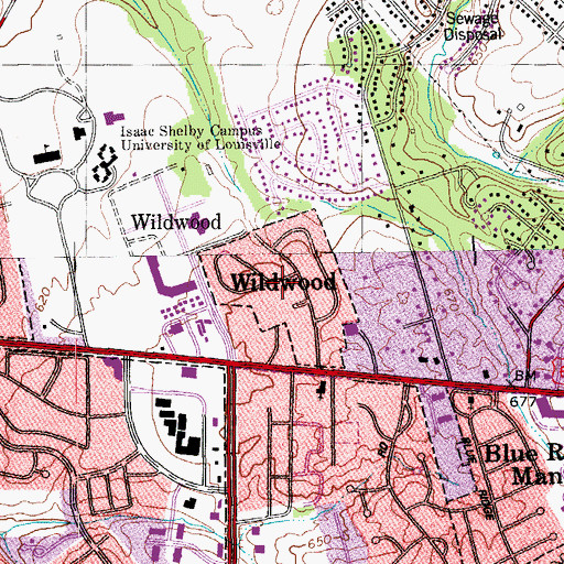 Topographic Map of City of Wildwood, KY