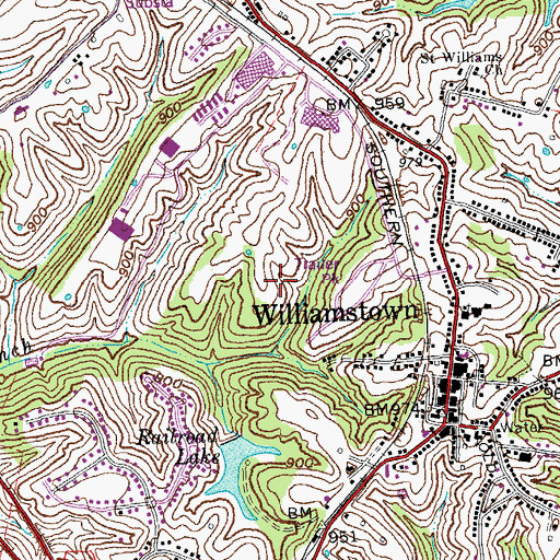 Topographic Map of City of Williamstown, KY