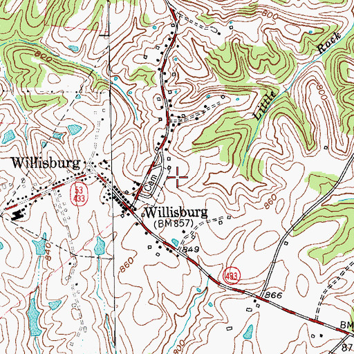 Topographic Map of City of Willisburg, KY