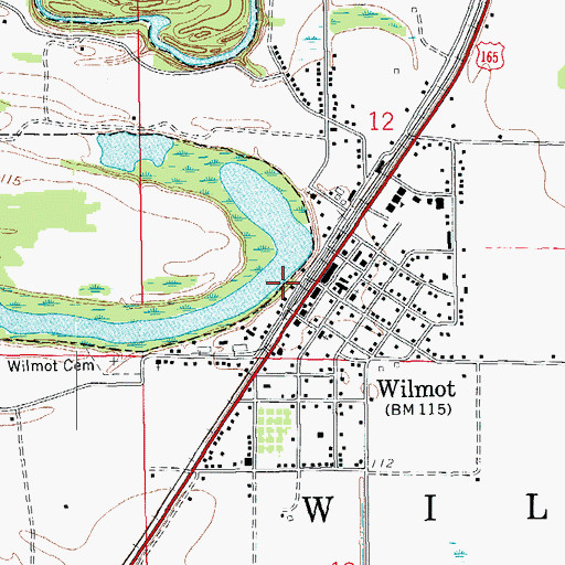 Topographic Map of City of Wilmot, AR