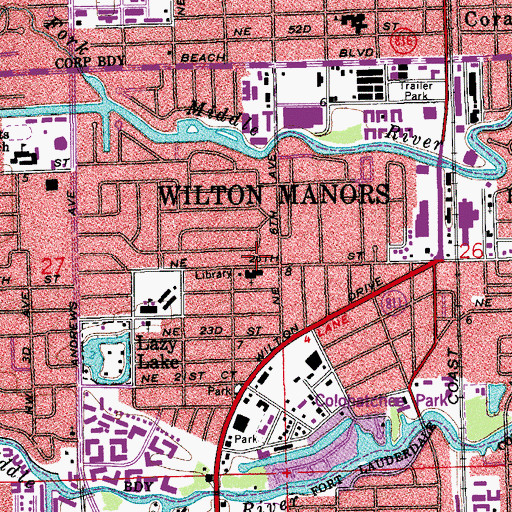 Topographic Map of City of Wilton Manors, FL