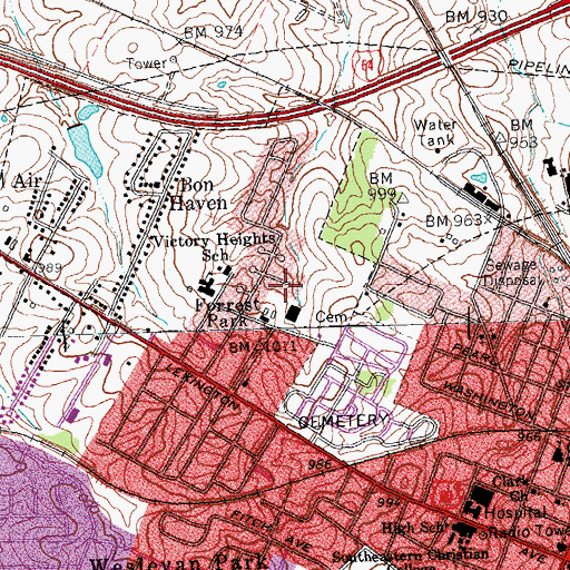 Topographic Map of City of Winchester, KY