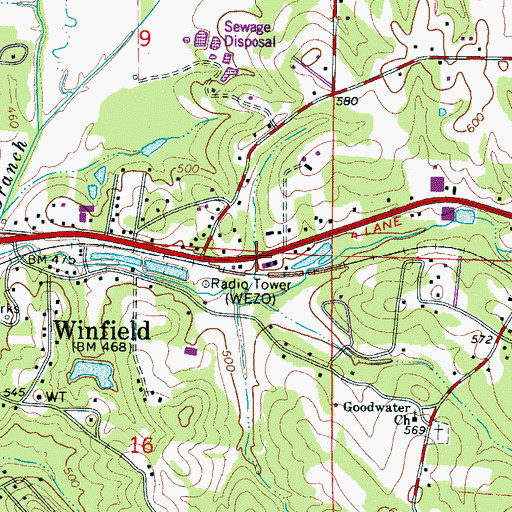 Topographic Map of City of Winfield, AL