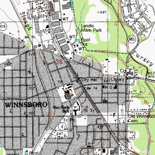 Topographic Map of City of Winnsboro, LA