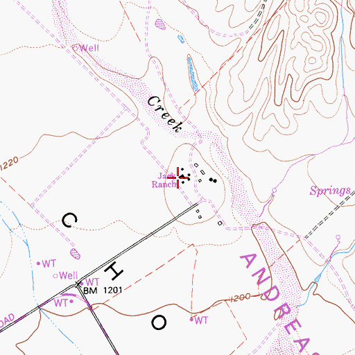 Topographic Map of Cholame Ranch, CA