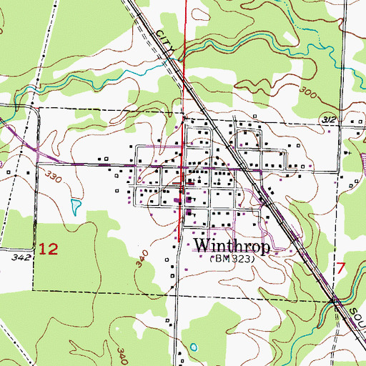 Topographic Map of City of Winthrop, AR