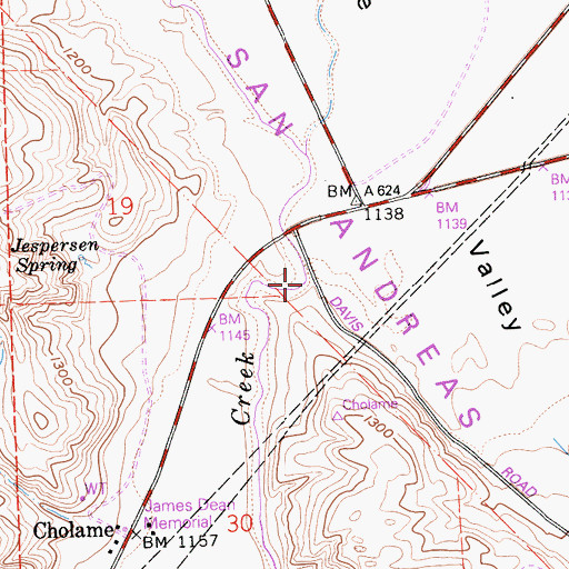 Topographic Map of Cholame Valley, CA