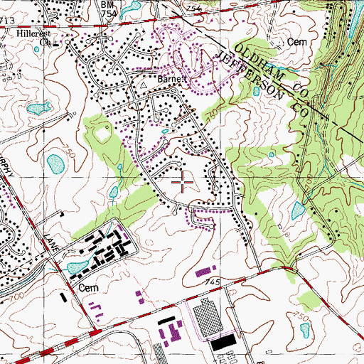 Topographic Map of City of Worthington Hills, KY