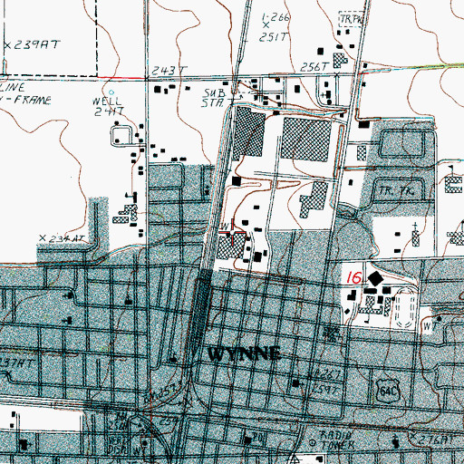 Topographic Map of City of Wynne, AR