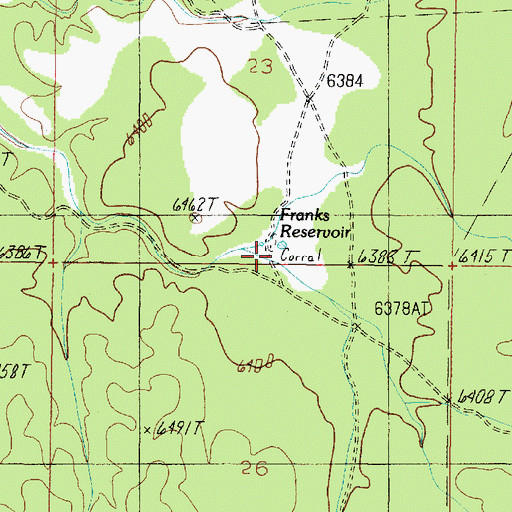 Topographic Map of Franks Reservoir, AZ