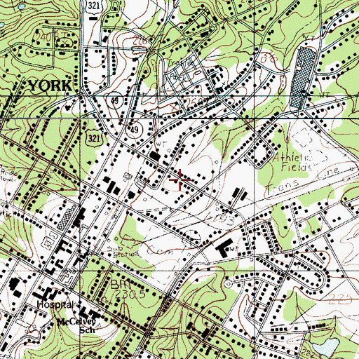 Topographic Map of City of York, SC