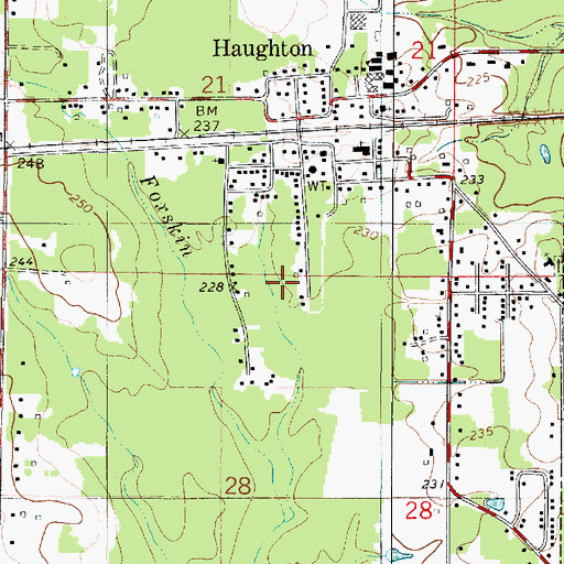 Topographic Map of Town of Haughton, LA