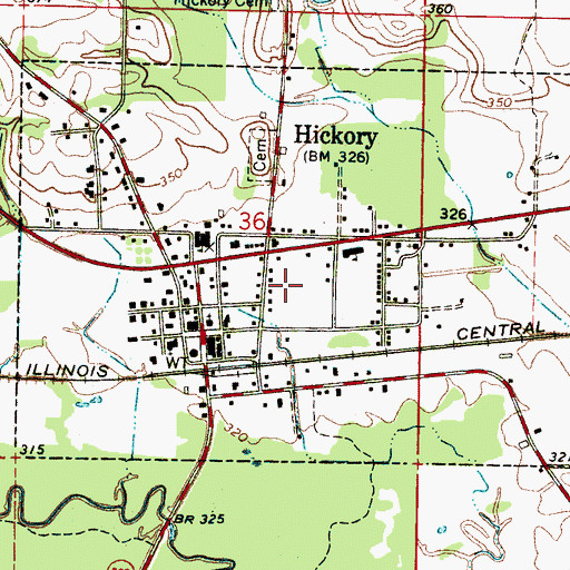 Topographic Map of Town of Hickory, MS