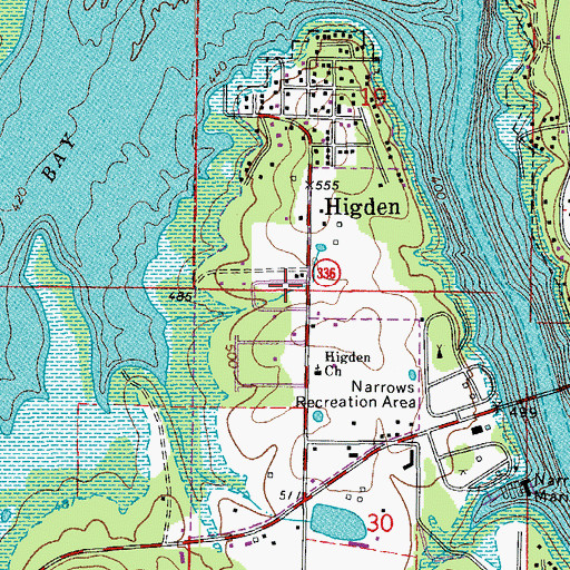 Topographic Map of Town of Higden, AR