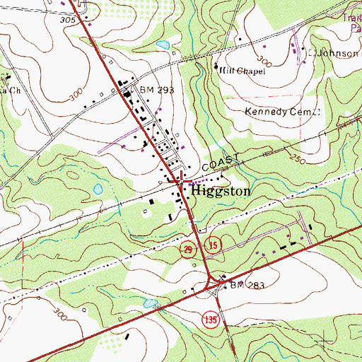 Topographic Map of Town of Higgston, GA