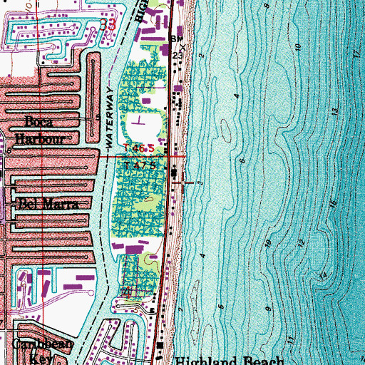 Topographic Map of Town of Highland Beach, FL