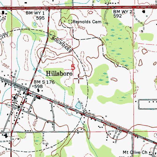 Topographic Map of Town of Hillsboro, AL